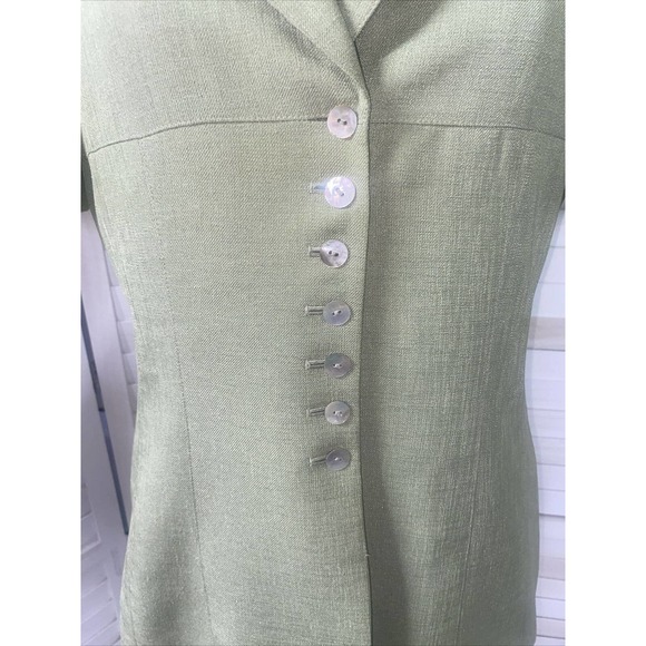 Vintage 80s/90s Dillard’s by Kasper Lime Green 2 Piece Skirt Suit Lined Size 10 - Picture 7 of 9